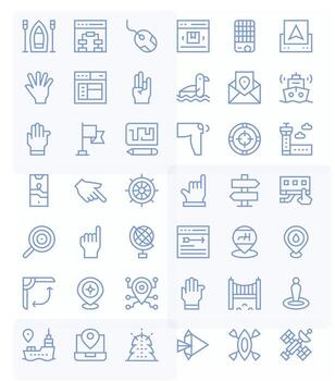42 Navigation Grid Fitted Icons in 64x64 Regular Line Aesthetic vector