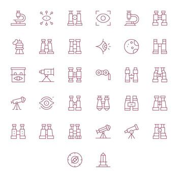 Observation featuring 32 High Resolution Icons in Thin Line Design vector