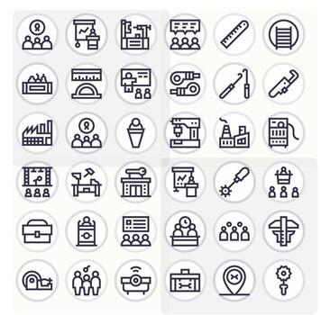 Workshop Comprehensive Bundle with 36 PIXEL Perfect Bold Line 128x128 Icons vector