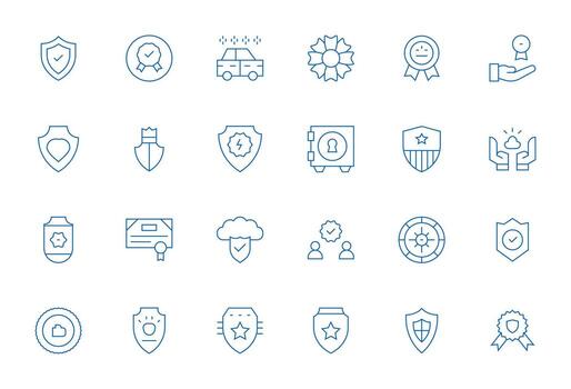Reliability Icon Collection featuring 24 Display Perfect 128x128 Thin Line Designs vector
