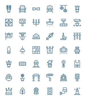 Decor Premium Bundle with 42 High Resolution PIXEL Perfect Regular Line Icons vector