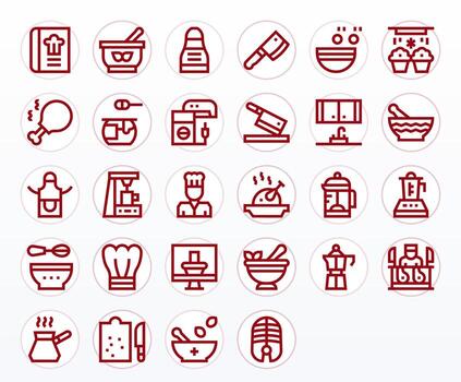 Preparation Icon Repository containing 28 Bold Line High Resolution Grid Fitted graphics vector