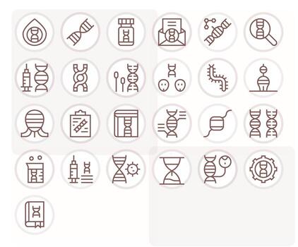 25 Icons inspired by Genetic in Grid Fitted High Resolution Regular Line quality vector