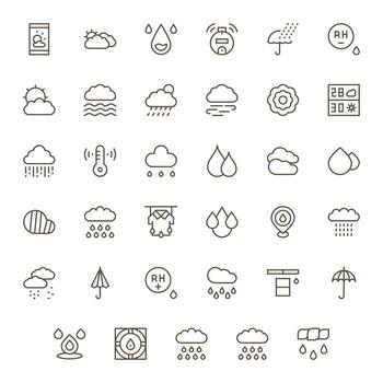 35 High Resolution Regular Line Icons optimized for Humidity PIXEL Perfect display vector