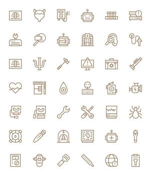 42 Icons for Diagnostic featuring High Resolution Detail Enhanced Regular Line Graphics vector