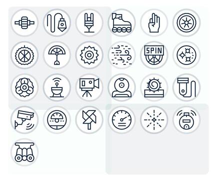 25 128x128 Regular Line Icons optimized for Motion Display Perfect display vector