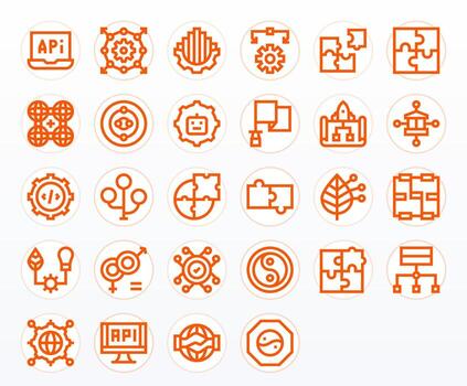 28 128x128 íconos para integración en cuadrícula equipado negrita línea formato vector