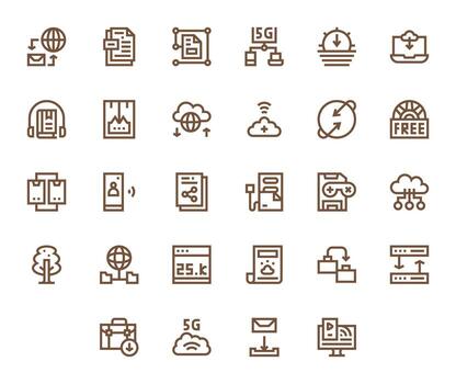 28 negrita línea íconos diseñado para descargar en 128x128 píxel optimizado formato vector