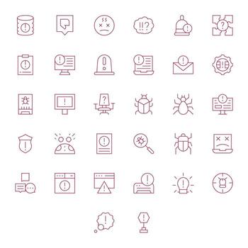 32 Thin Line Icons for Issue in crisp 64x64 Detail Enhanced resolution vector