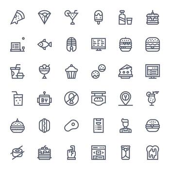 36 negrita línea íconos diseñado para menú en alto resolución píxel Perfecto formato vector