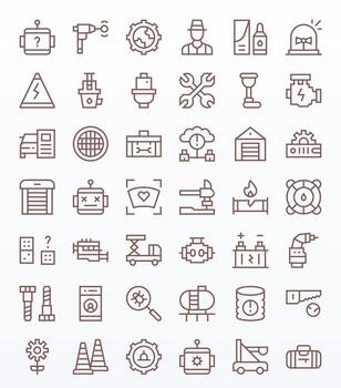 Maintenance Design Icons featuring 42 Pixel Optimized Regular Line Style vector