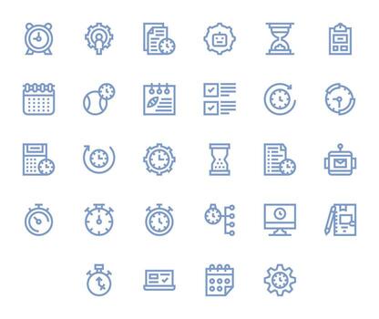 Task Management Icon Set with 28 Bold Line Retina Ready Pixel Aligned Graphics vector