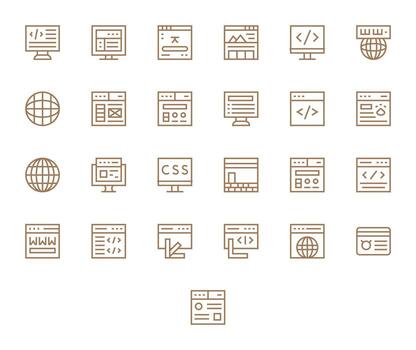 25 Browser Pixel Aligned Icons in High Resolution Regular Line Aesthetic vector