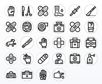 28 Icons for Wound featuring High Resolution Pixel Optimized Bold Line Graphics vector