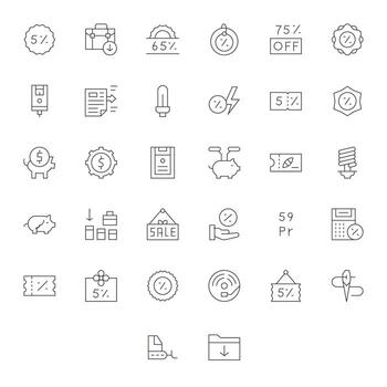 Saving Complete Package with 32 256x256 Thin Line Pixel Aligned Icons vector