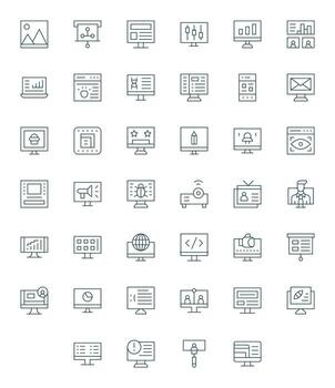 40 Thin Line Pixel Optimized 64x64 Icons from Screen Suite vector