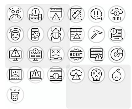 Crash Icon Repository containing 25 Regular Line Retina Ready PIXEL Perfect graphics vector
