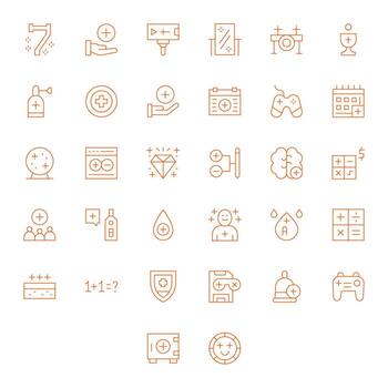 más exhaustivo haz con 32 píxel alineado Delgado línea alto resolución íconos vector