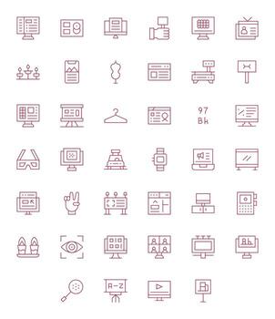 40 Thin Line Icons for Display in crisp 256x256 PIXEL Perfect resolution vector