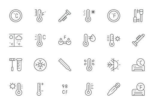 Celsius Exclusive Set featuring 24 Thin Line Grid Fitted High Resolution Icons vector