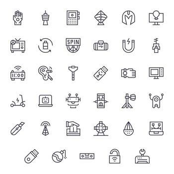 35 editable íconos temática alrededor artilugio en 256x256 regular línea formato vector