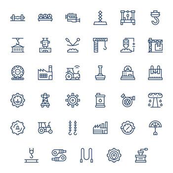 Machinery Complete Package with 35 256x256 Regular Line Grid Fitted Icons vector