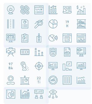 Data Visualization Editable Set with 40 64x64 Thin Line Icons vector