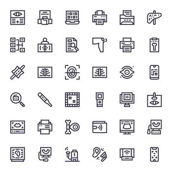 Scan Complete Package with 36 High Resolution Bold Line Grid Fitted Icons vector