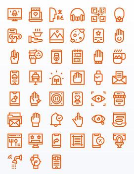 App 256x256 Icon Pack with 45 Bold Line Display Perfect Elements vector