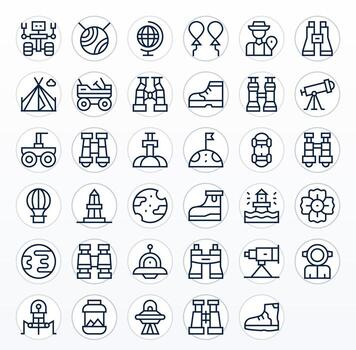 35 64x64 Display Perfect Icons for Exploration in Regular Line Theme vector