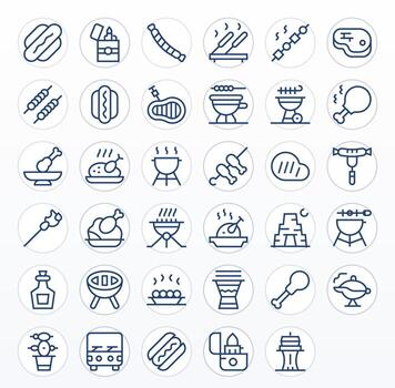 35 Regular Line Display Perfect Icons for Bbq Graphics vector