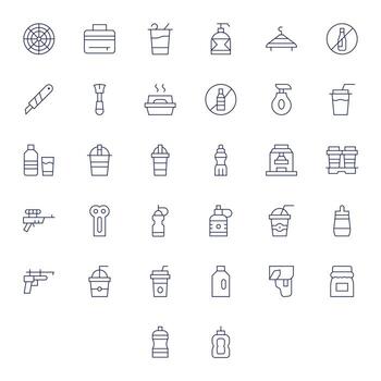 32 Thin Line PIXEL Perfect Icons tailored for Plastic 256x256 interface vector