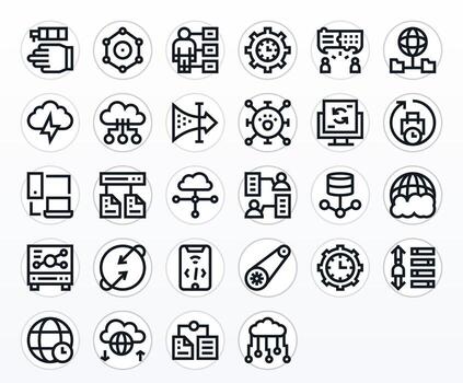 28 128x128 Bold Line Pixel Optimized Icons for Synchronization Projects vector