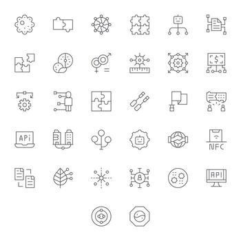 Integration Icon Collection with 32 High Resolution Thin Line Designs vector