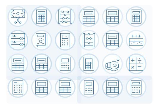 24 High Resolution Thin Line Icons optimized for Subtract Grid Fitted display vector