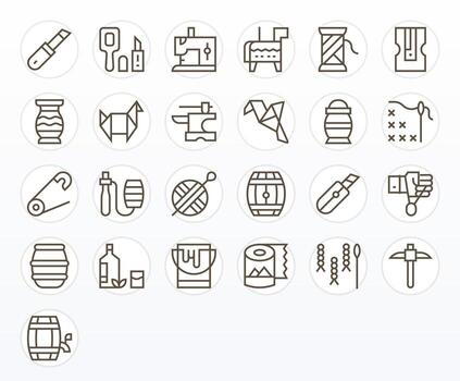 25 Regular Line Grid Fitted Icons crafted for Craft 128x128 applications vector