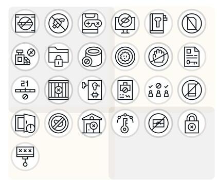25 Regular Line Display Perfect Icons crafted for Restricted Access 256x256 applications vector