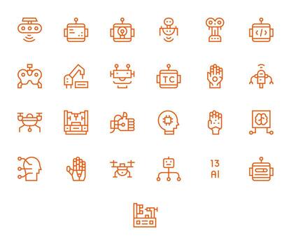 Robotics featuring 25 64x64 Icons in Regular Line Design vector