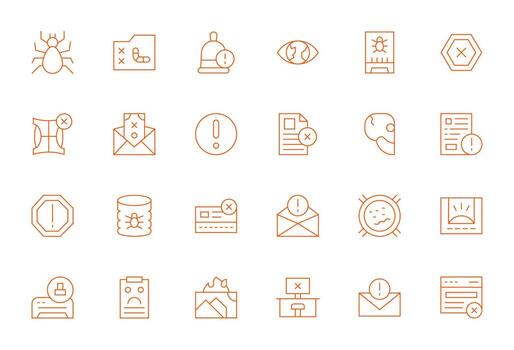 Error Message Icon Arsenal with 24 Retina Ready Thin Line Display Perfect designs vector