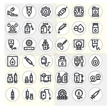 36 alto resolución negrita línea íconos para fluido con píxel Perfecto precisión vector