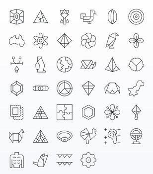 40 128x128 Delgado línea íconos para forma con cuadrícula equipado precisión vector