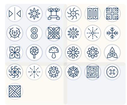 Symmetrical Graphics featuring 25 Regular Line PIXEL Perfect High Resolution Designs vector