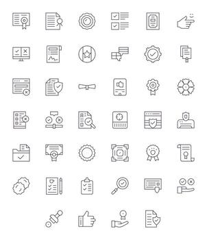 Validation Icon Collection featuring 40 Pixel Optimized 256x256 Thin Line Designs vector