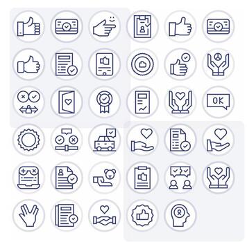Regular Line Pixel Optimized Icons from Acceptance Set with 35 256x256 Icons vector