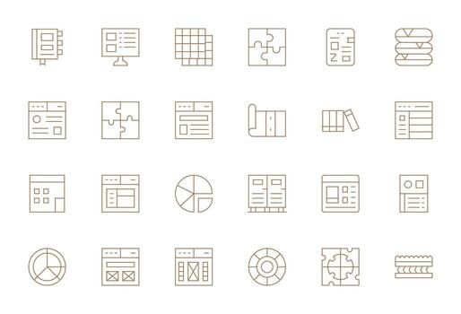 Sections Premium Bundle with 24 High Resolution Editable Thin Line Icons vector