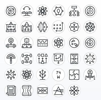 Diagram Icon Toolkit featuring 35 Display Perfect 128x128 Regular Line elements vector