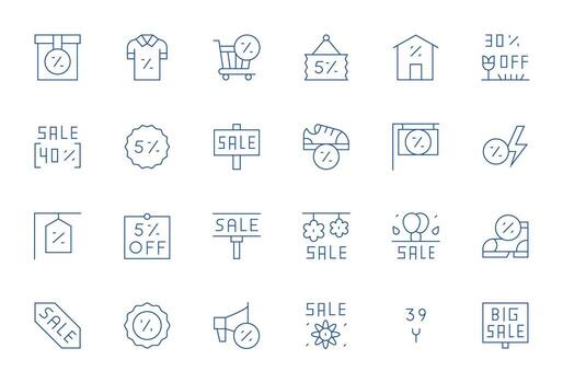 24 Thin Line Icons designed for Clearance in 128x128 Editable format vector