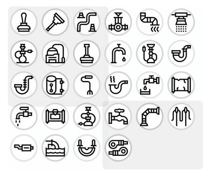 28 Icons inspired by Pipe in Pixel Optimized 256x256 Bold Line quality vector
