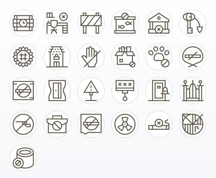 25 Editable Icons themed around Restricted Area in 256x256 Regular Line format vector