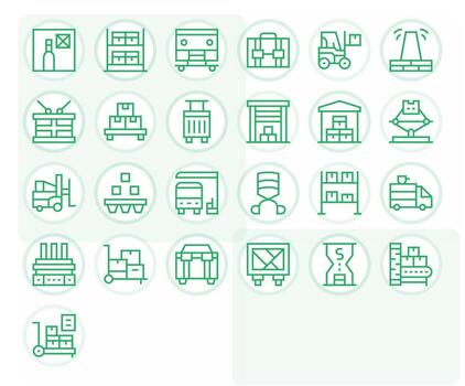 Pallet Icon Toolkit featuring 25 Grid Fitted 256x256 Regular Line elements vector